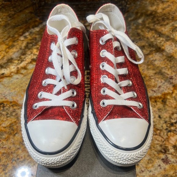 Converse custom red glitter sneakers size 7 in womens - Picture 1 of 9